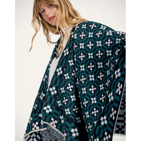 La DoubleJ Soul Poncho in Byte Green Jacket, view 2