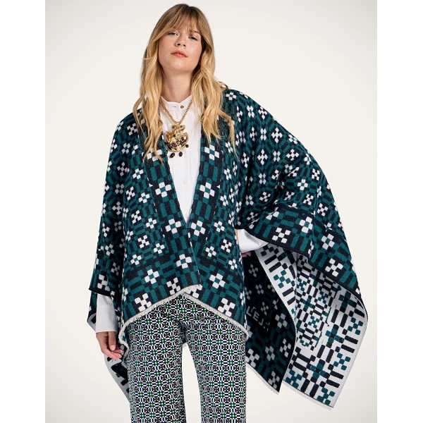 La DoubleJ Soul Poncho in Byte Green Jacket, view 4
