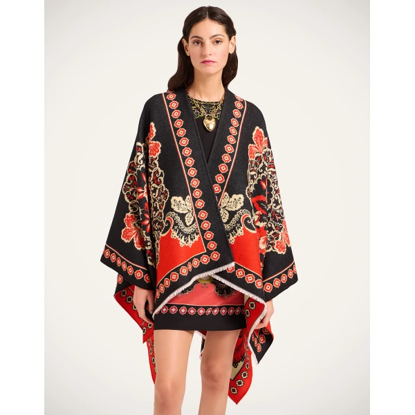 La DoubleJ Soul Poncho in Cornucopia Black Jacket, view 2