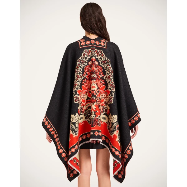 La DoubleJ Soul Poncho in Cornucopia Black Jacket, view 3
