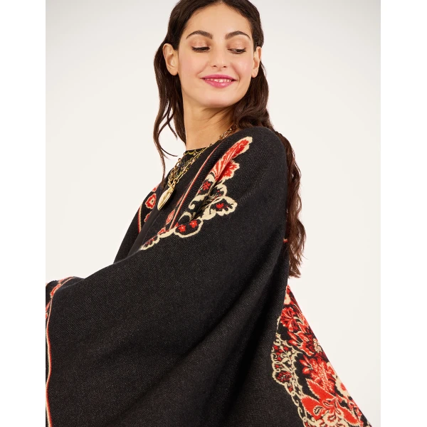 La DoubleJ Soul Poncho in Cornucopia Black Jacket, view 5
