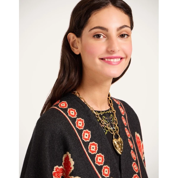 La DoubleJ Soul Poncho in Cornucopia Black Jacket, view 6