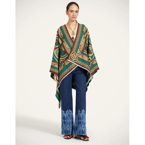 La DoubleJ Soul Poncho in Kells Camel Jacket, view 2