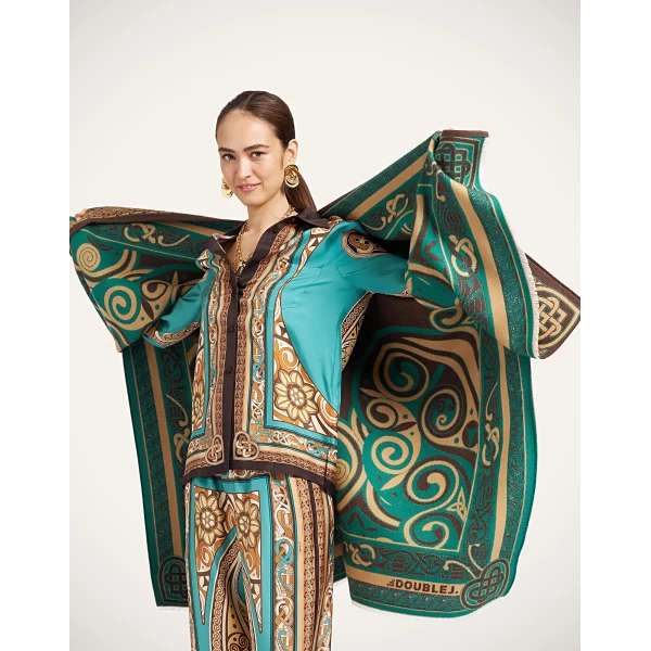 La DoubleJ Soul Poncho in Kells Camel Jacket, view 6