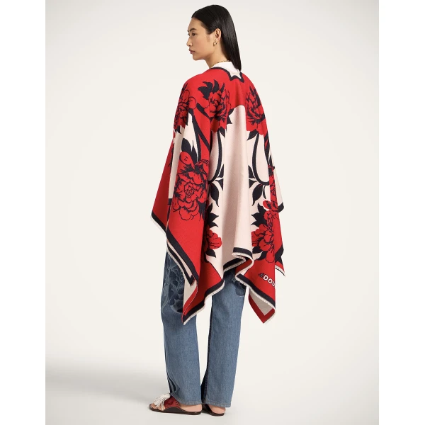 La DoubleJ Soul Poncho in Queen Peony Red | Jackets | Coveti