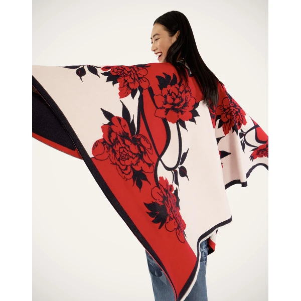 La DoubleJ Soul Poncho in Queen Peony Red | Jackets | Coveti