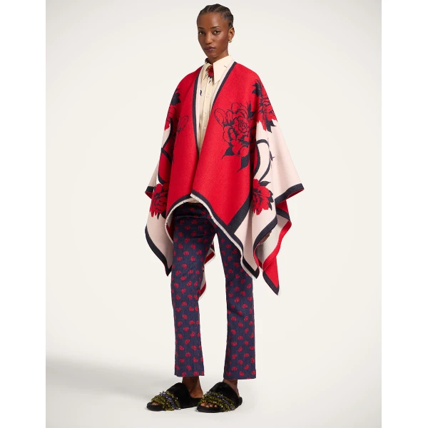 La DoubleJ Soul Poncho in Queen Peony Red | Jackets | Coveti
