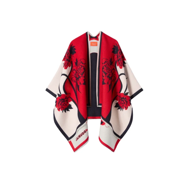 Soul Poncho in Queen Peony Red