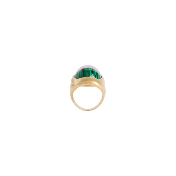 Spells Ring in 24K Gold Plate, Malachite, And Pink Quartz
