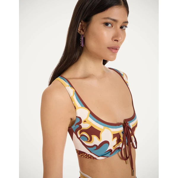La DoubleJ Sunset Bikini Top in Palazzo Chocolate, view 5