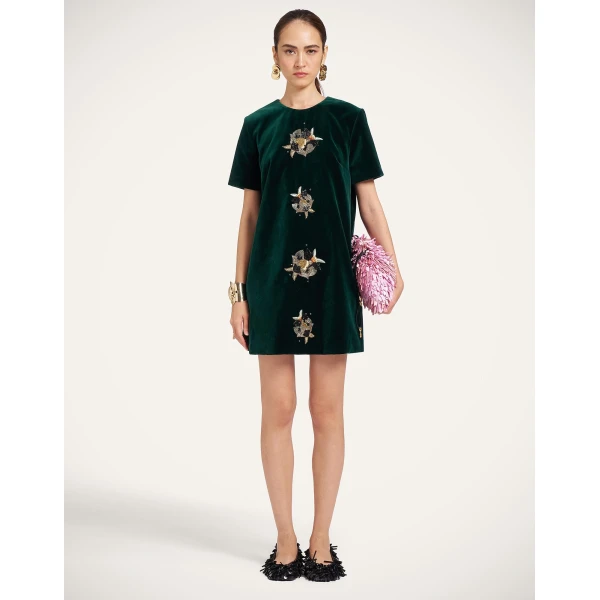 La DoubleJ Super Mini Swing Dress in Blue Petrol, view 2