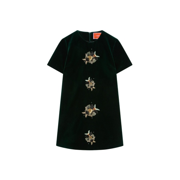 La DoubleJ Super Mini Swing Dress in Blue Petrol at Coveti