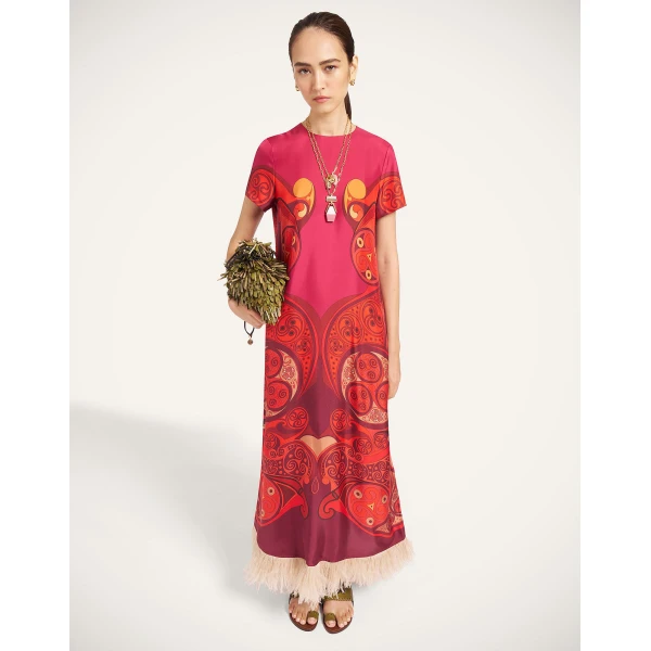 La DoubleJ Swing Dress in Alchemy Dark Red at Coveti