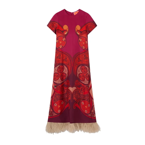 La DoubleJ Swing Dress in Alchemy Dark Red at Coveti