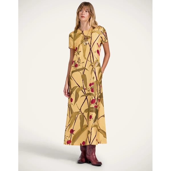 La DoubleJ Swing Dress in Bamboo Yellow, view 2