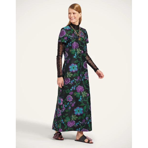 La DoubleJ Swing Dress in Botanical Black at Coveti