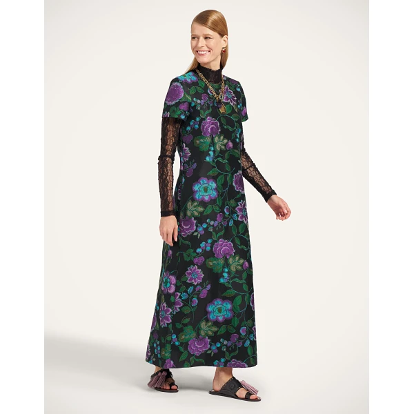 La DoubleJ Swing Dress in Botanical Black at Coveti