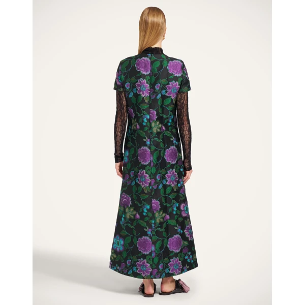 La DoubleJ Swing Dress in Botanical Black at Coveti