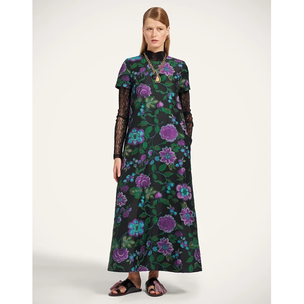 La DoubleJ Swing Dress in Botanical Black at Coveti