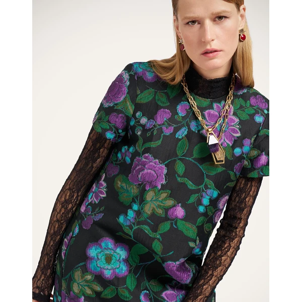 La DoubleJ Swing Dress in Botanical Black at Coveti