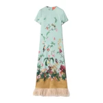 La DoubleJ Swing Dress in Zooflora Light Blue at Coveti