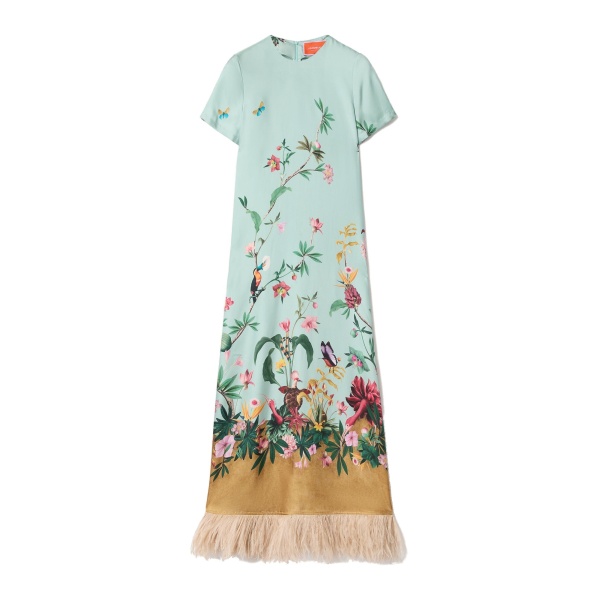 La DoubleJ Swing Dress in Zooflora Light Blue at Coveti