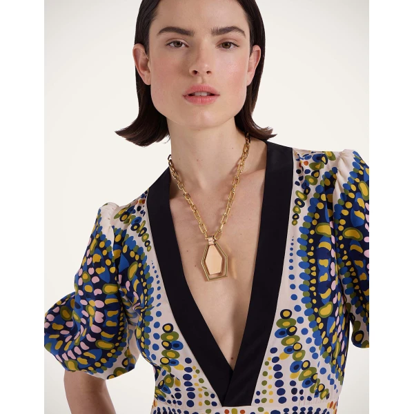 La DoubleJ Swinging Portal Necklace in 24k Gold Plate, view 2