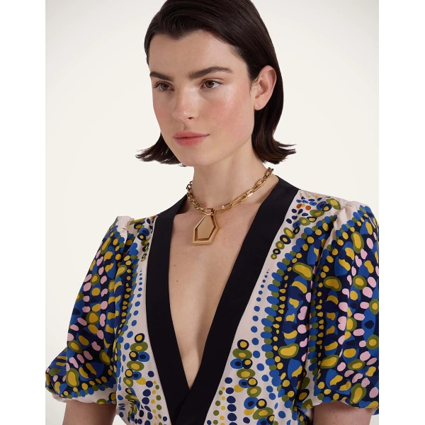 La DoubleJ Swinging Portal Necklace in 24k Gold Plate, view 3