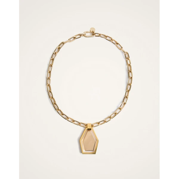 La DoubleJ Swinging Portal Necklace in 24k Gold Plate, view 4