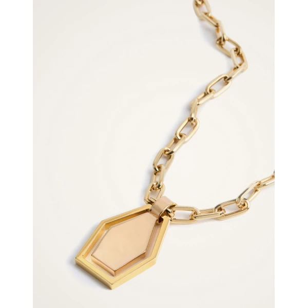 La DoubleJ Swinging Portal Necklace in 24k Gold Plate, view 5