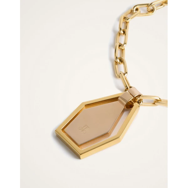 La DoubleJ Swinging Portal Necklace in 24k Gold Plate, view 6