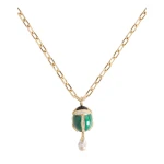 La DoubleJ Talismania Necklace in 24K Gold Plate And Malachite at Coveti