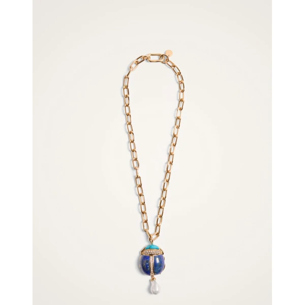 La DoubleJ Talismania Necklace in 24K Gold Plate & Lapis lazuli at Coveti