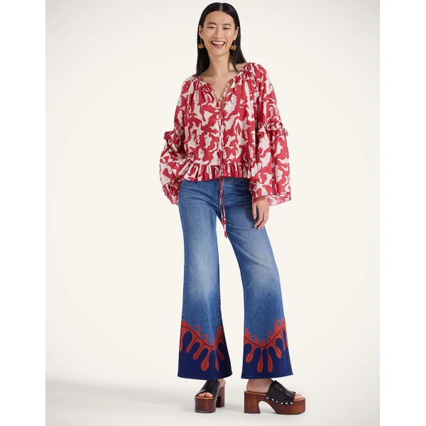 La DoubleJ The Tomcat Roller Jeans in Deep In The Pacific Blue Top, view 4