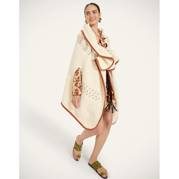 La DoubleJ The Weaver Long Cape in White at Coveti
