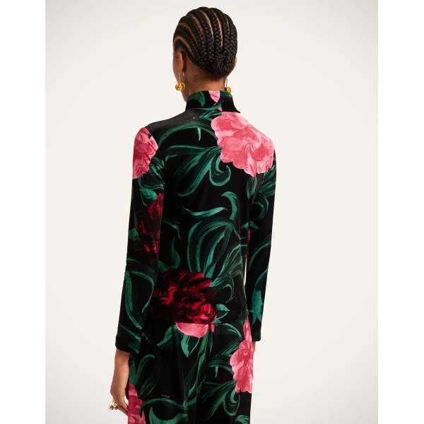 La DoubleJ Turtleneck in Peony Black Top, view 3