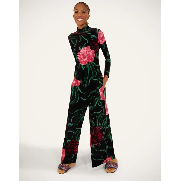 La DoubleJ Turtleneck in Peony Black Top, view 5
