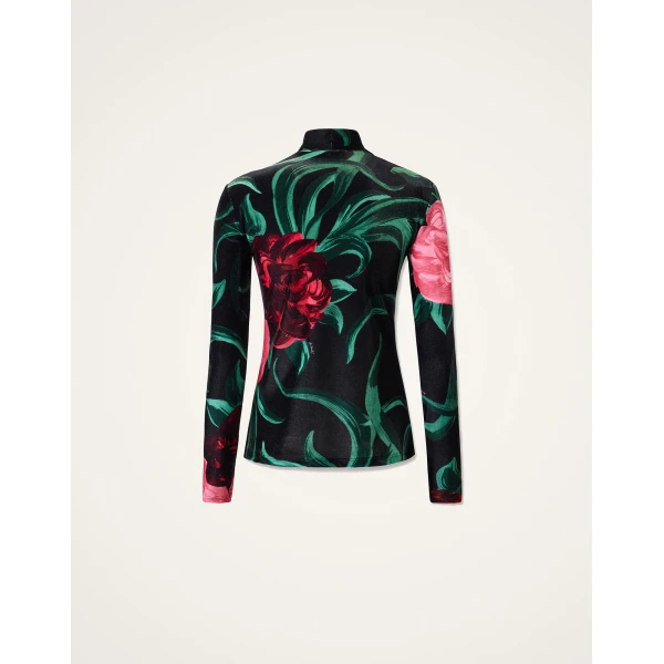 La DoubleJ Turtleneck in Peony Black Top, view 6