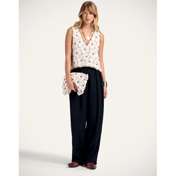 La DoubleJ V-Neck Scala Top in White | Tops | Coveti