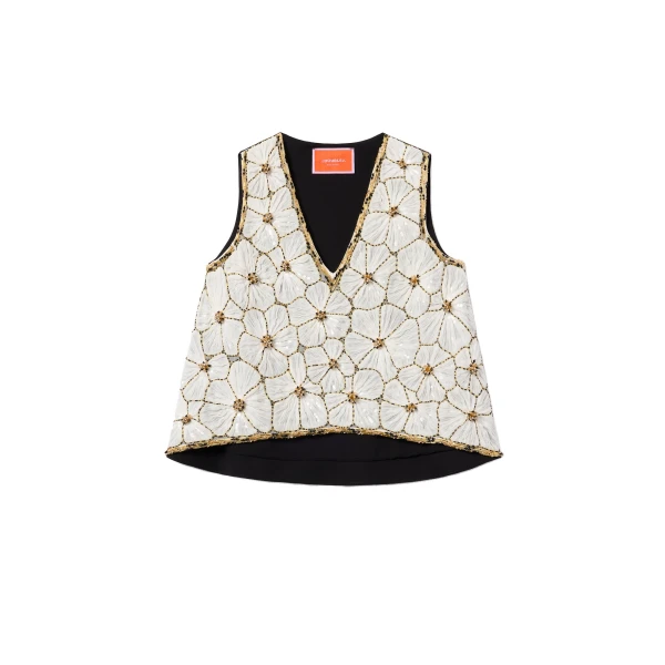 V-Neck Scala Top in White
