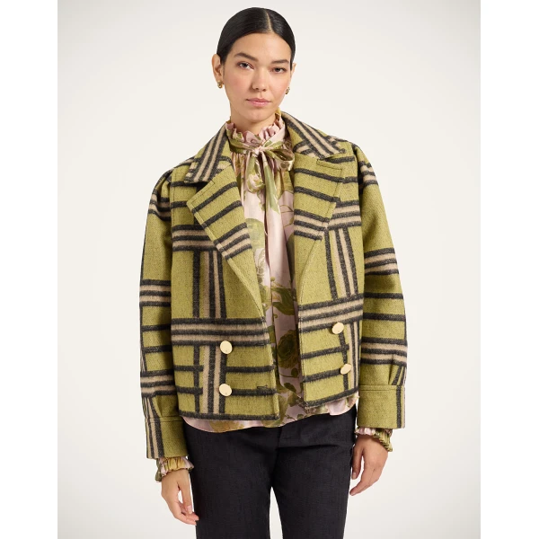 La DoubleJ Victoria Jacket in Kells Check Green at Coveti