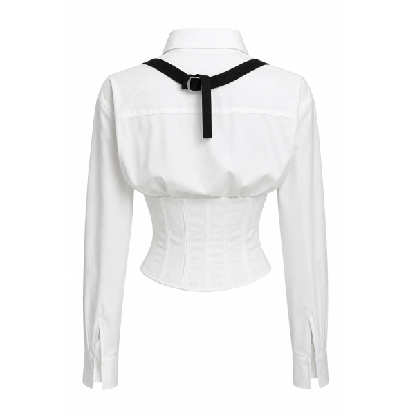 LaQuan Smith Blouse with Keyhole Detail in White | Blouses | Coveti