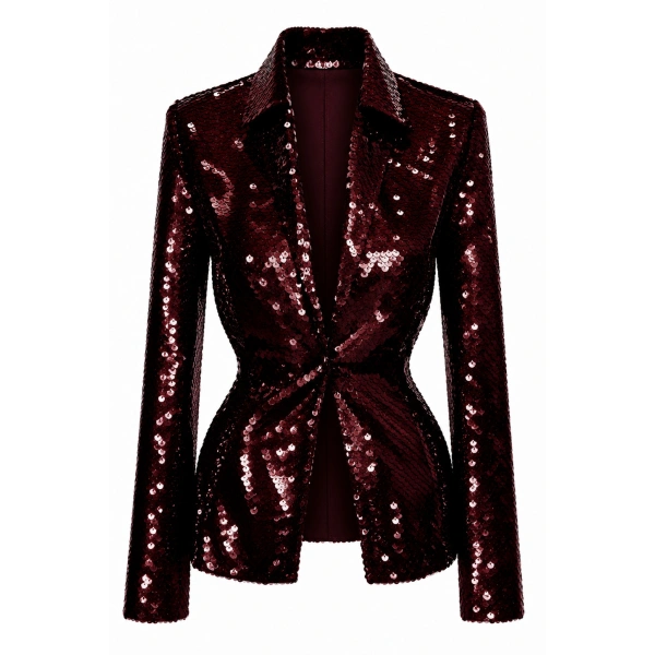Button Down Blouse in Oxblood Sequin