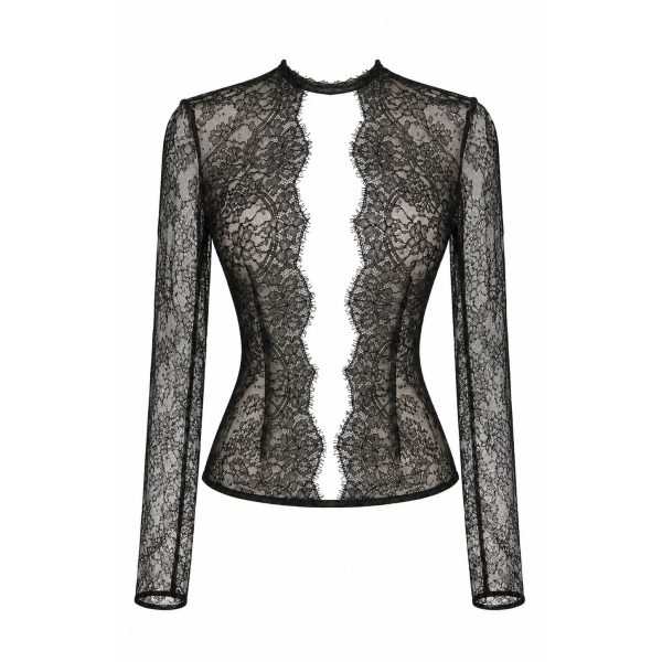 Deep V Neck Open Back Top in Black