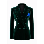 LaQuan Smith Double Breasted Jacket with Notch Lapel in Emerald | Blazers | Coveti