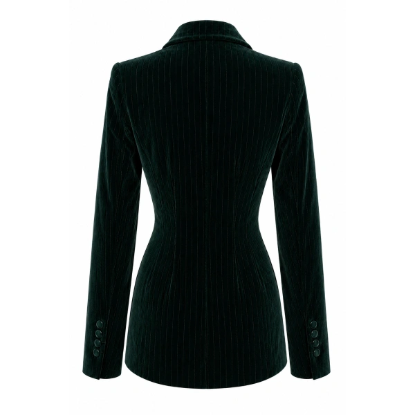 LaQuan Smith Double Breasted Jacket with Notch Lapel in Emerald | Blazers | Coveti