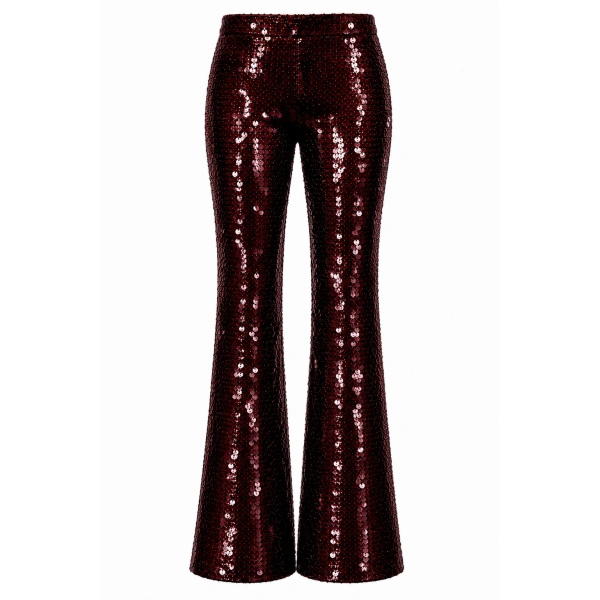 Flared Pants in Oxblood Sequin