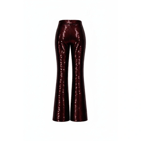 LaQuan Smith Flared Pants in Oxblood Sequin | Pants | Coveti