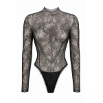 LaQuan Smith Long Sleeve Bodysuit with Open Back in Black | Bodysuit | Coveti
