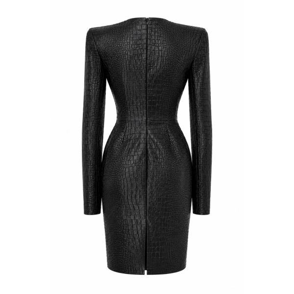 LaQuan Smith Long Sleeve Shift Dress in Black | Midi Dresses | Coveti